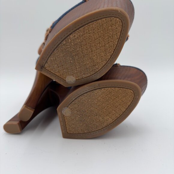 Jessica Simpson Dezzie Mega Wood Platform Sandals Blue Denim JS-DEZZIE Size 9M - Picture 10 of 11